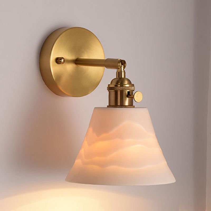 Application murale à tête simple contemporaine blanc cérame en céramique mural luminaire monté