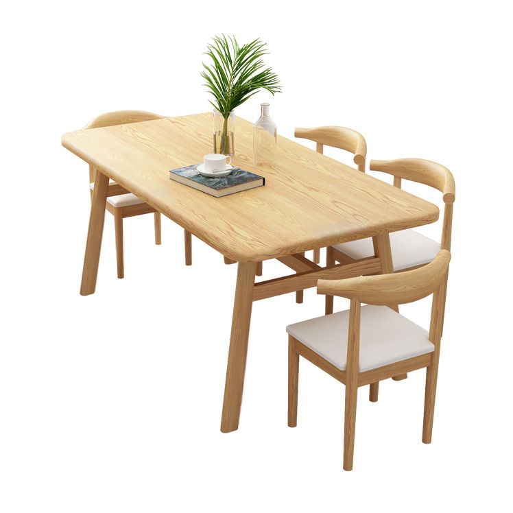 Modern Fixed Solid Wood Dining Room Table with 4 Wood Legs Kitchen Dining Set