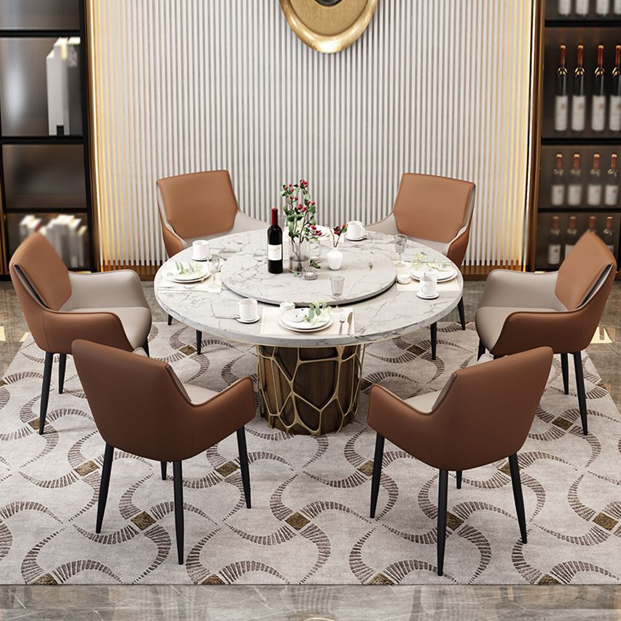 Silla de comedor tapizada con respaldo sólido de metal con brazo para el hogar escandinavo