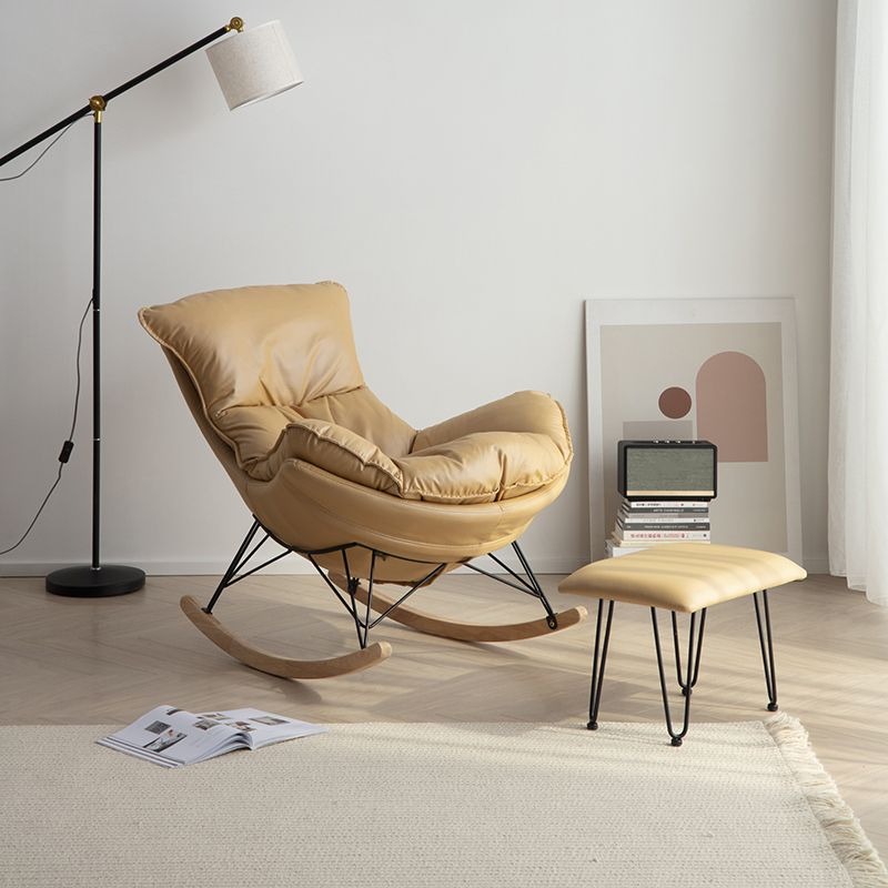 Faux Leather Gorgeous Rocking Chair Removable Cushions Rocker Chair for Living Room