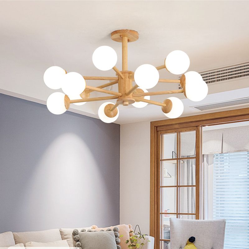 Beige Chandelier Light Fixtures Modern Multi-Head Hanging Pendant Lamps for Living Room