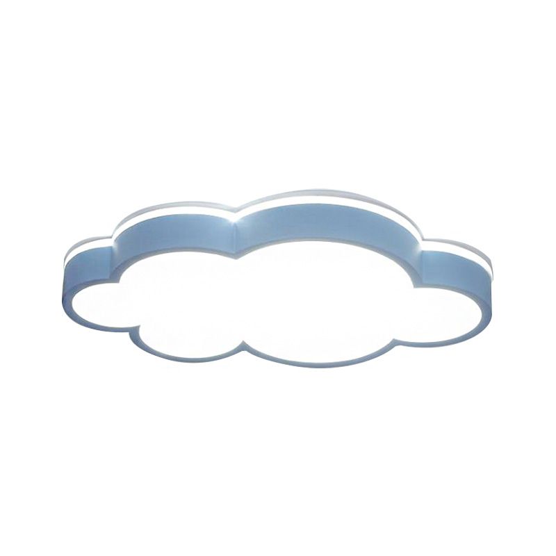 Cloud Shade Bedroom Ceiling Light Acrylic and Metal LED Cartoon Style Flush Pendant Light in Yellow/White