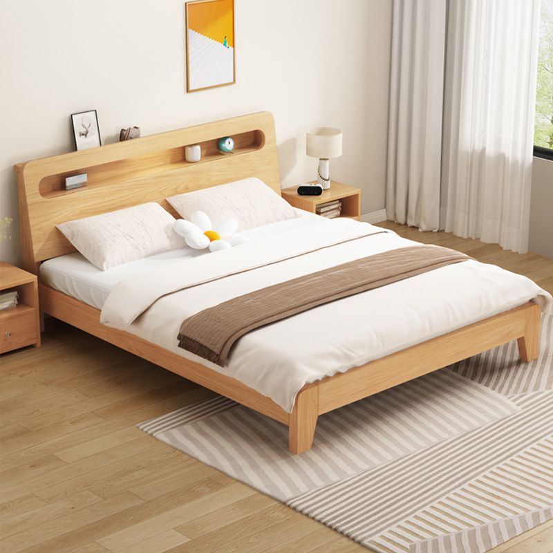 Rectangular Standard Bed Solid Color Panel Bed with Headboard