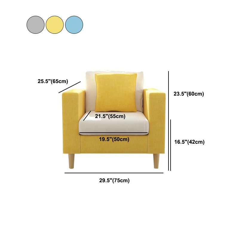 Contemporary White Cushions Standard Square Arm Stationary Sofa