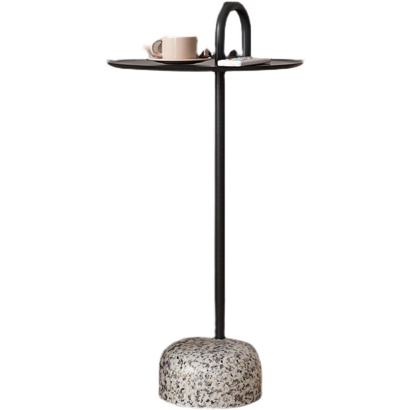 Mid-Century Side Table Metal Pedestal Tray Top End Table for Living Room