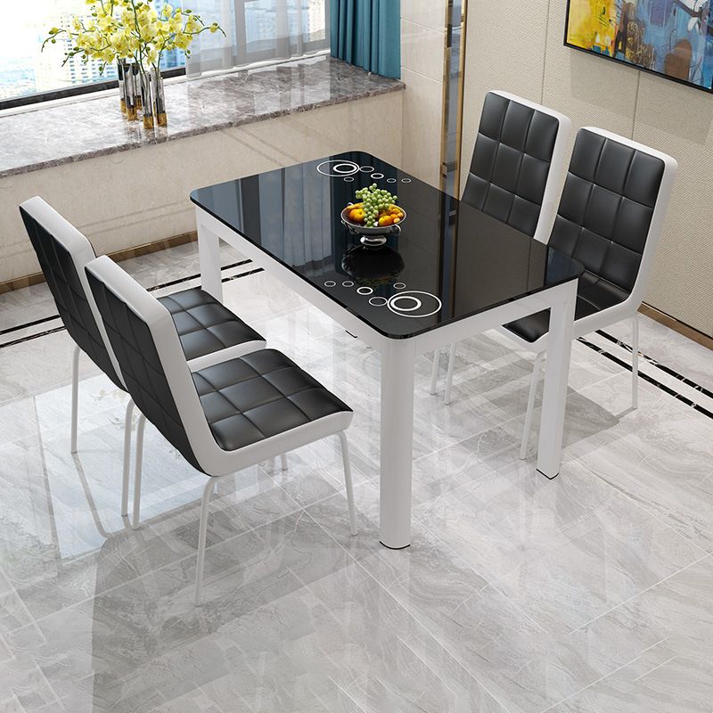 Glass Top Dining Table Modern Rectangle Dining Table with 4 Legs