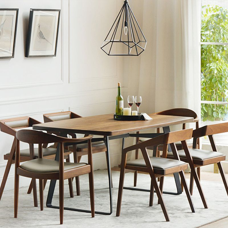 Contemporary Kitchen Dining Armchair Wood Side Dining Chairs in Brown