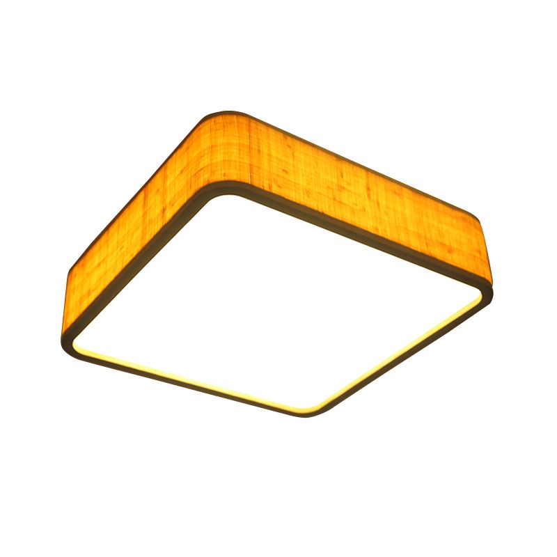 Bamboo Square Flush Light Fixture Contemporary LED Ceiling Mounted Fixture in Wood