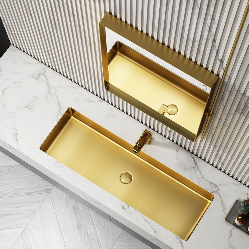 Modern Style Bathroom Sink Rectangular Metal Bathroom Sink with Faucet