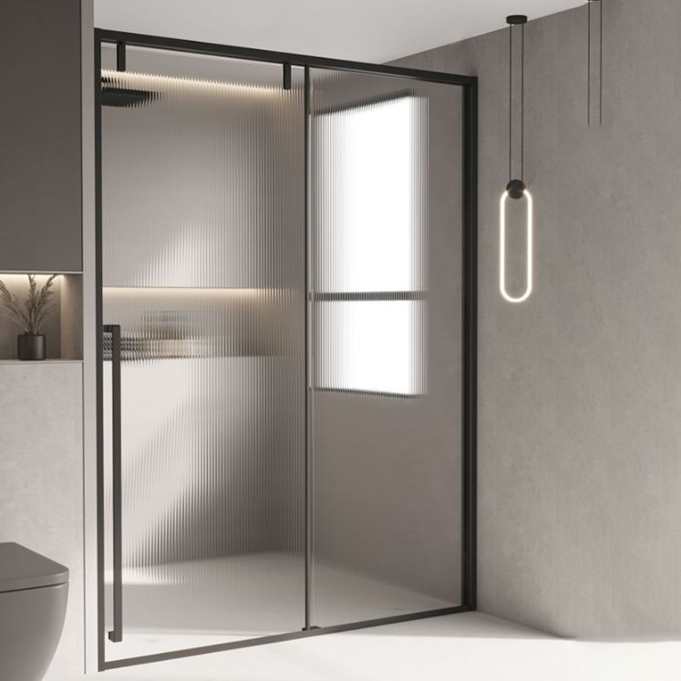 Semi Frameless Stainless Steel Frame Single Sliding Glass Shower Door