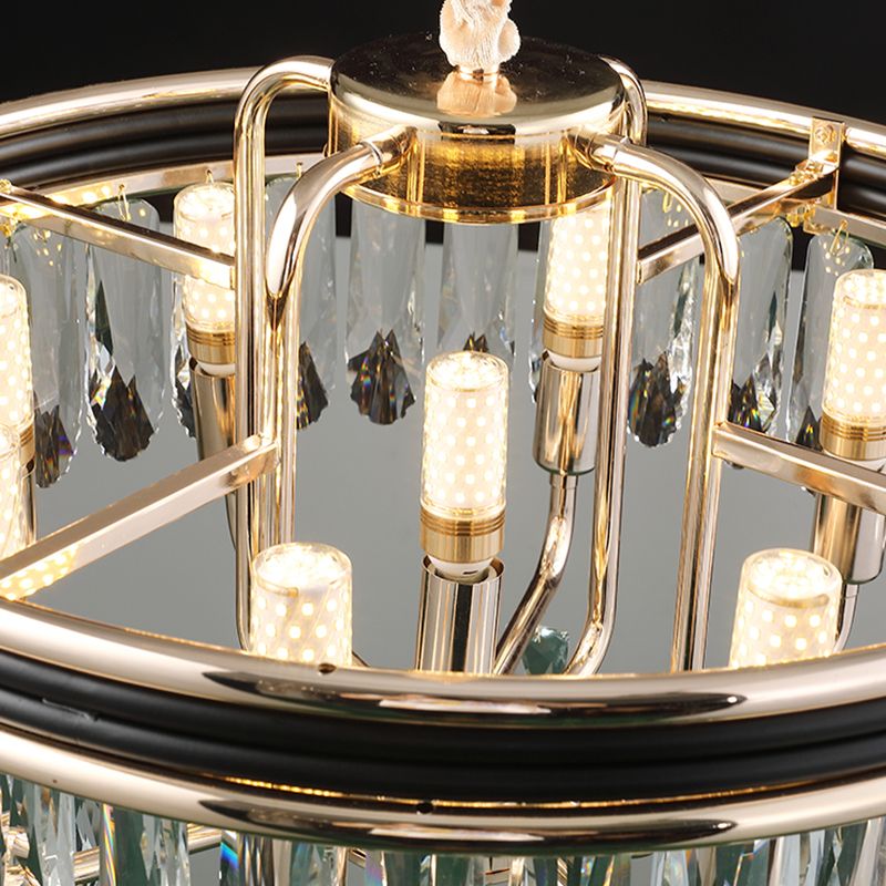Modern drum plafondlicht kristallen blok 7/9 lichten goud kroonluchter licht, 18 "/21,5" breed