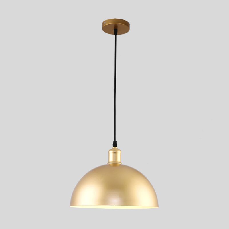 Lámpara colgante de restaurantes industriales de lámpara de suspensión de 1 luces con sombra de metal geométrica en oro