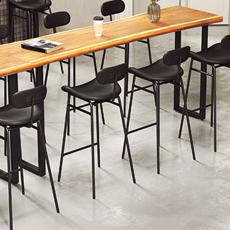 Modern Backrest Counter Stool Iron Cafe Bar Stool with Cushion and Pedal