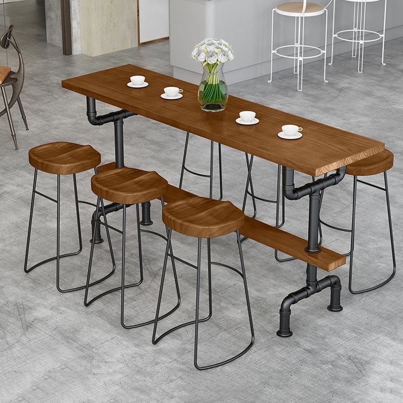 1/4/7 Pieces Modern Rectangular Pub Table Set Wooden Counter Table with Backless Stools