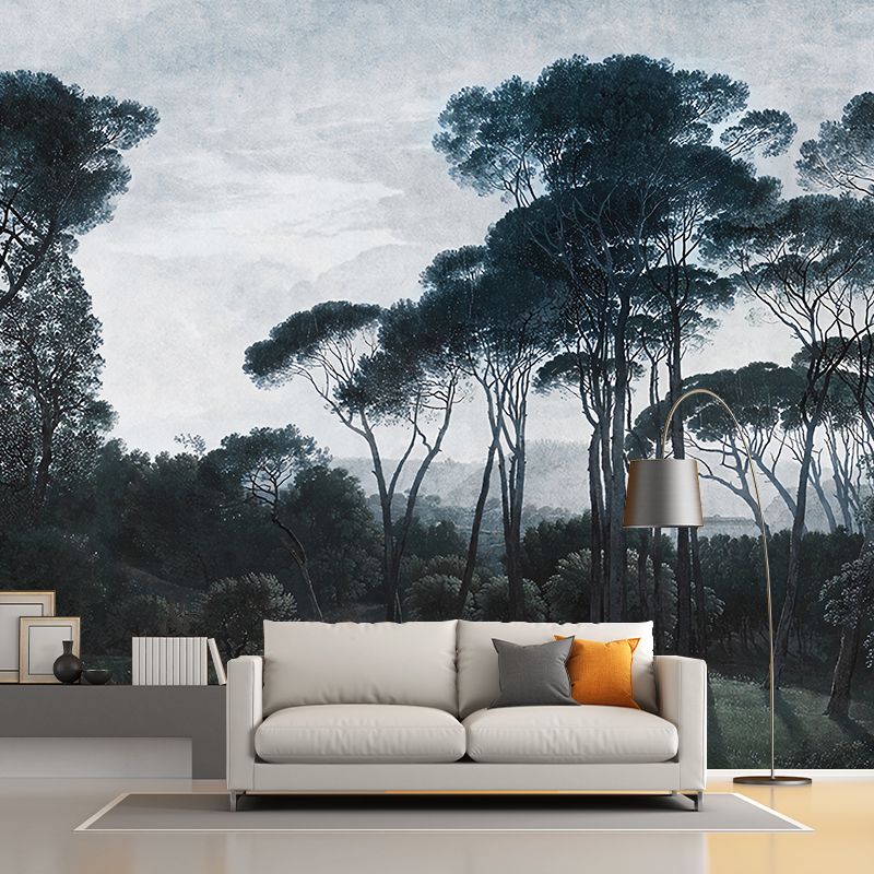 Full Size Trees Wall Covering Mural Modern Environmental Forest Wall Decor in Turquoise