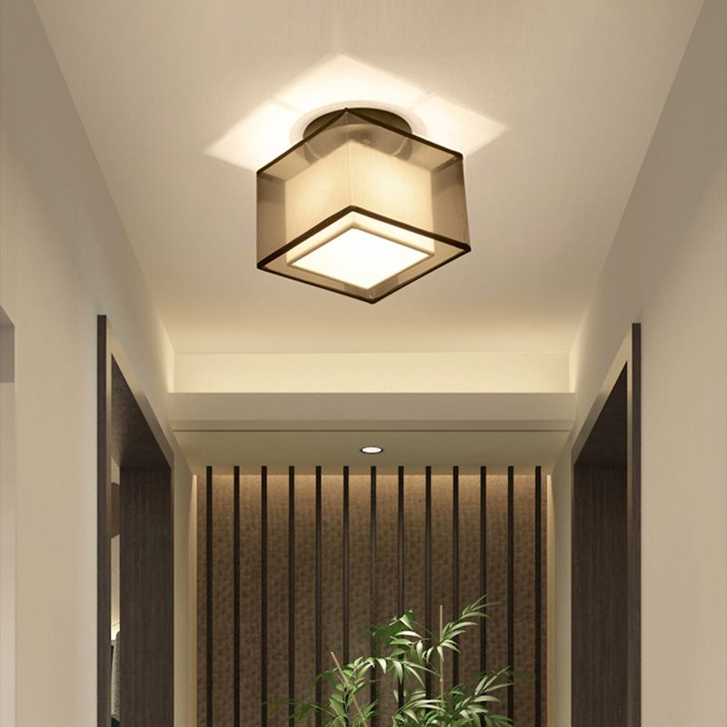 Single Head Flush Lamp Chinese Stijl Stof Flush Plafond Licht voor woonkamer