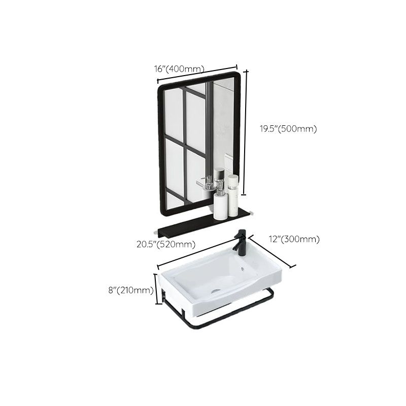 Contemporary Bathroom Sink with Pop-Up Drain Resin Specialty Wall Mount Bathroom Sink