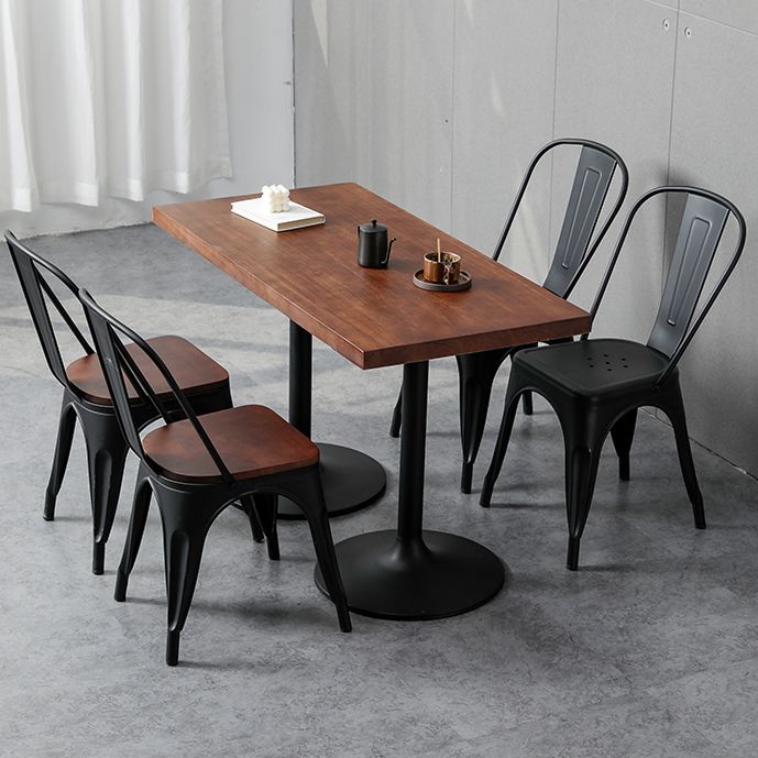 Table de salle à manger industrielle table en bois massif en bois avec base en métal pour le dîner de cuisine à la maison