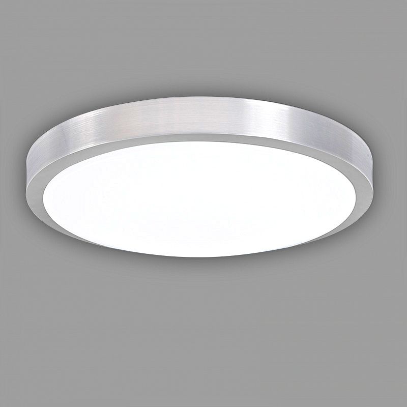 Silver Circular LED Ceiling Light in Modern Concise Style Aluminium Flush Mount with Acrylic Shade