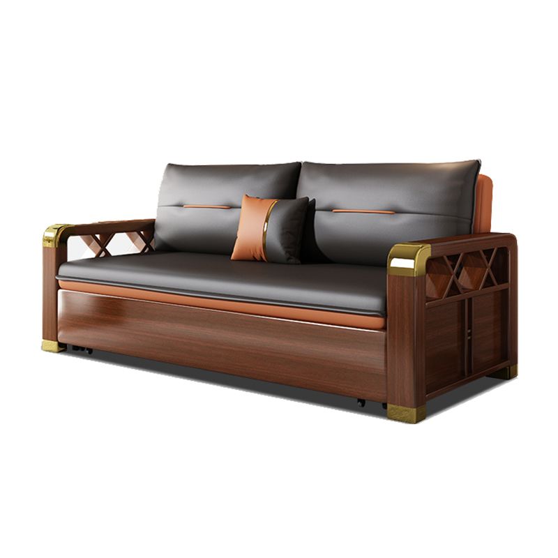 Pillow Included Sofa Futon Solid Wood Futon Sofa Bed with Storage