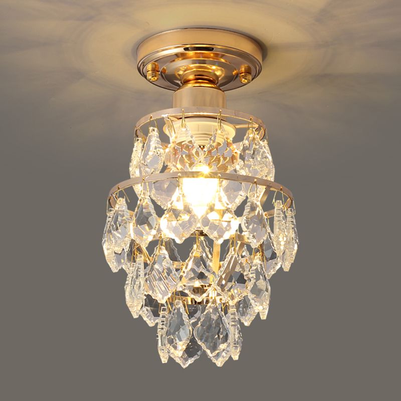 Modern Simple Crystal Ceiling Light Cylinder Shape Ceiling Lamp for Bedroom