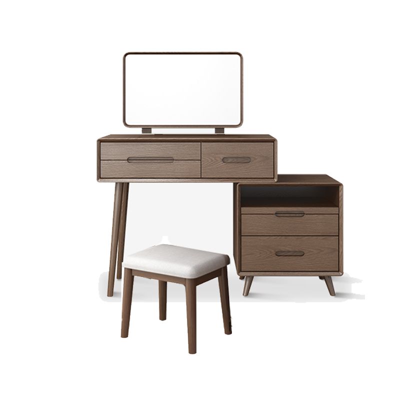 Solid Wood Makeup Vanity Desk Storage Box Makeup Vanity Set with Drawer