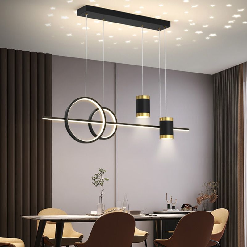 Contemporary Style Linear Island Lighting Ideas Metal 5- Light Island Pendant Lights