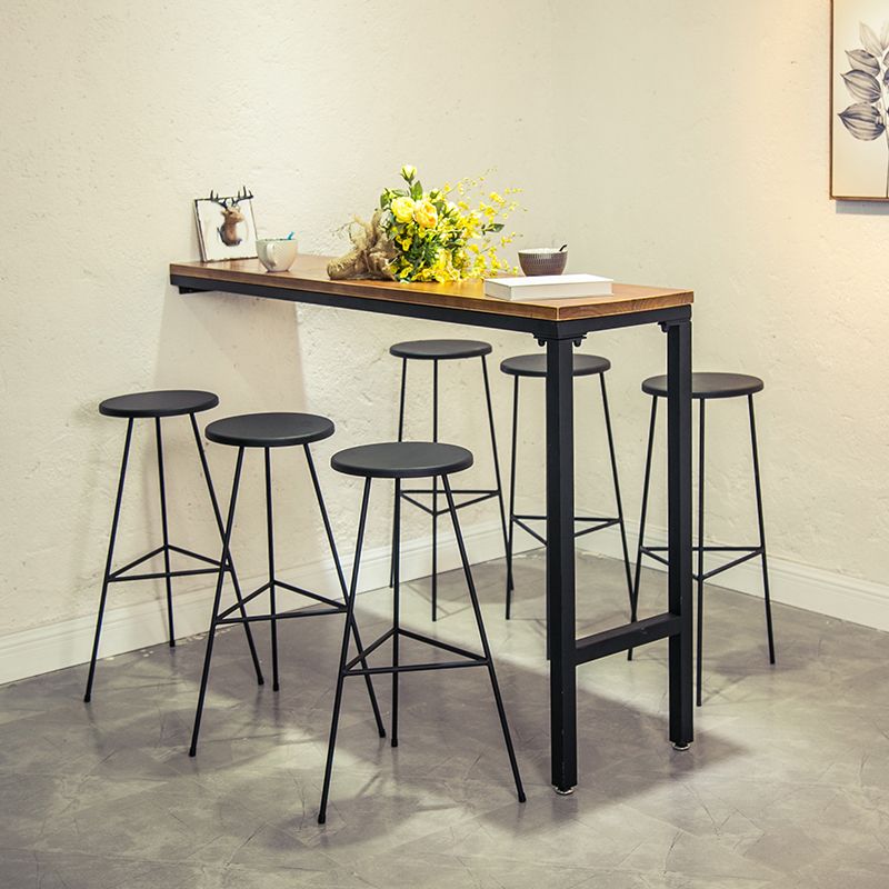 Industrial Rectangle Bar Table Set 1/2/7 Pcs Brown Wooden Bar Table Set