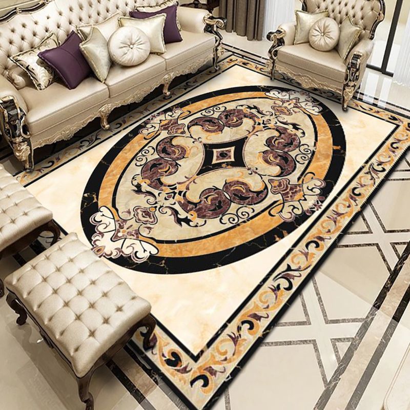 Marble Effect Rug Classic European Style Carpet Friendly Washable Area Rug for Home Decoration
