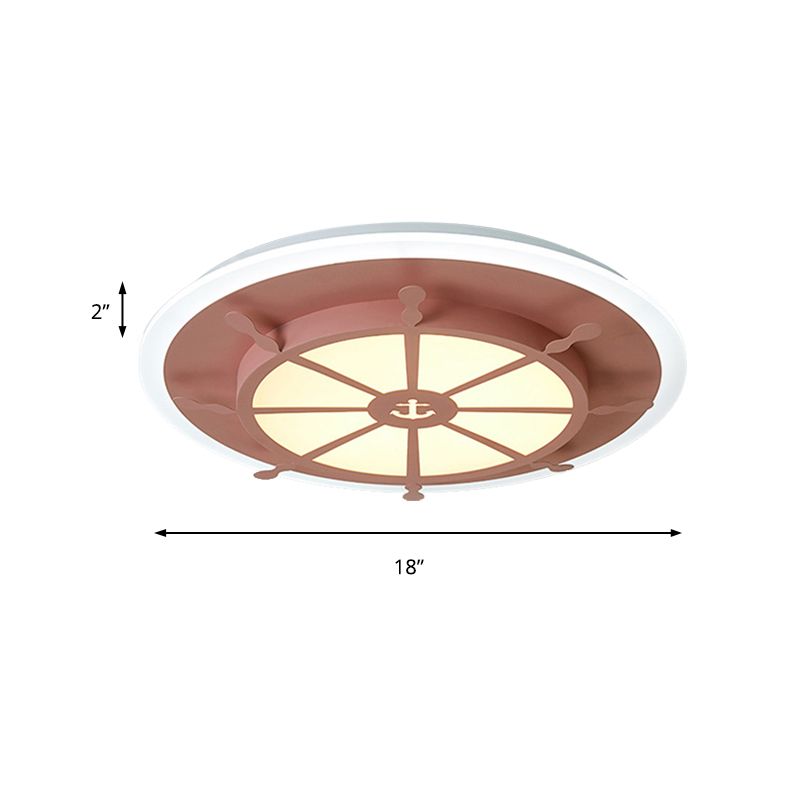 Compass Bathroom Bedroom Flush Ceiling Light Metal Nautical Ceiling Lamp with Anchor