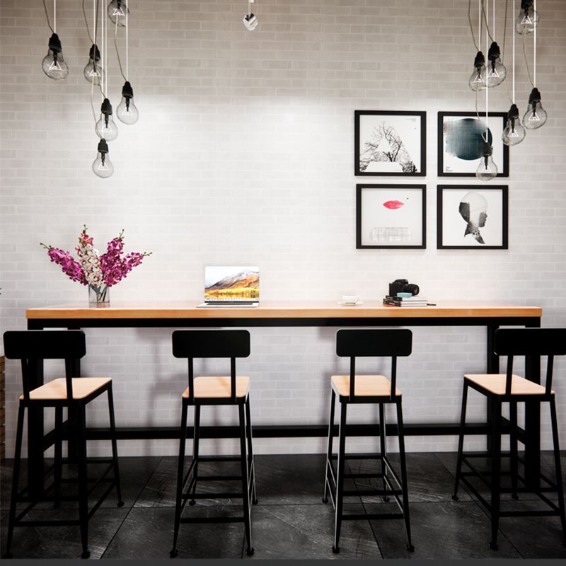 Industrial Metal Legs Indoor Bar Stool Black Base with Footrest