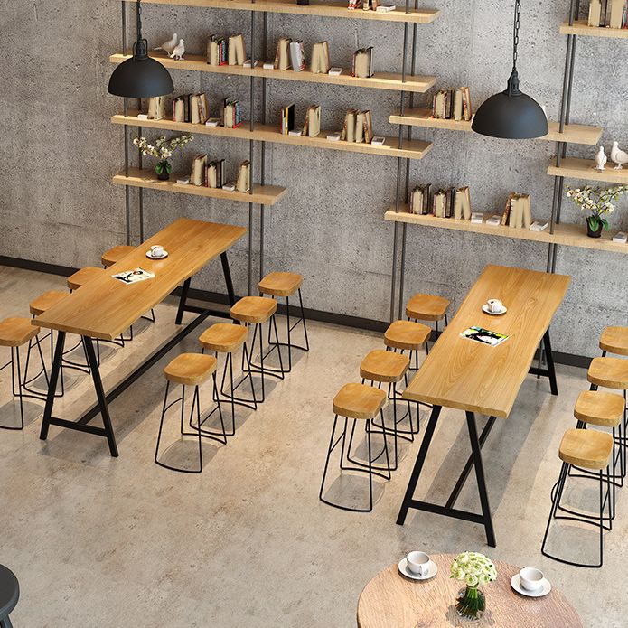 Luxurious Solid Wood Bar Table Set 1/4/5/9 Pieces Counter Table with Backless Stools