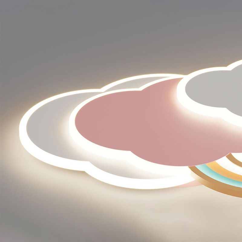 Cloud Shape Metal Flush Light Kid Style 4 Lights Flush Mount Ceiling Lights in White