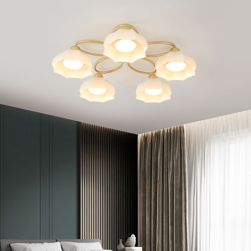 Nordic Style Ceiling Light Dome Shape Ceiling Lamp with Glass Shade for Living Room