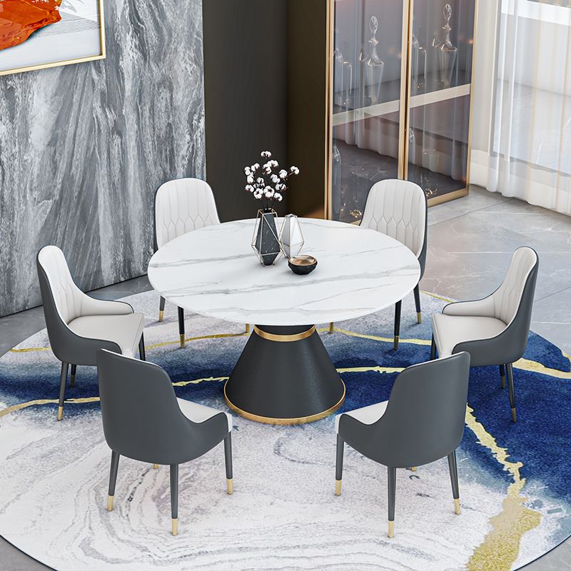 1/2/7/9 Pcs Metal Modern Dining Room Set with Round Table and Pedestal Base Dining Set