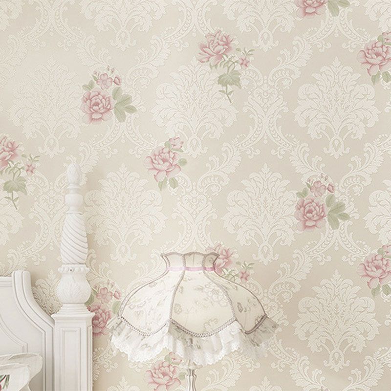 Living Room Wallpaper Classic Pastel Color 3D Effect Garden Flower Wall Art, Non-Pasted