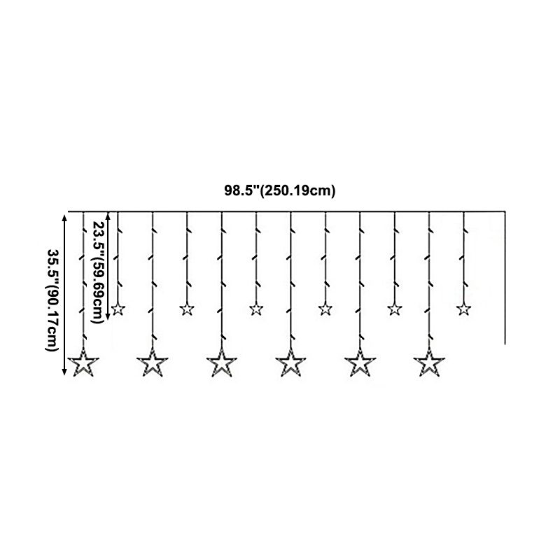 White Star Curtain String Light Art Decor 12-Head Plastic Christmas Light for Outdoor
