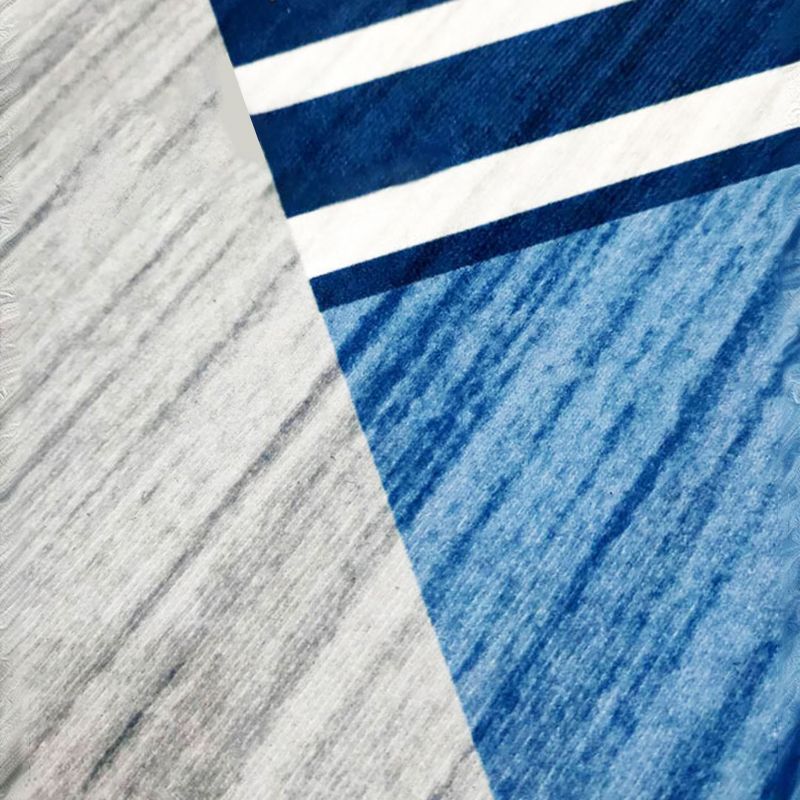 Blue Modern Area Carpet Geometric Print Area Rug Polyester Non-Slip Backing Rug for Home Decor