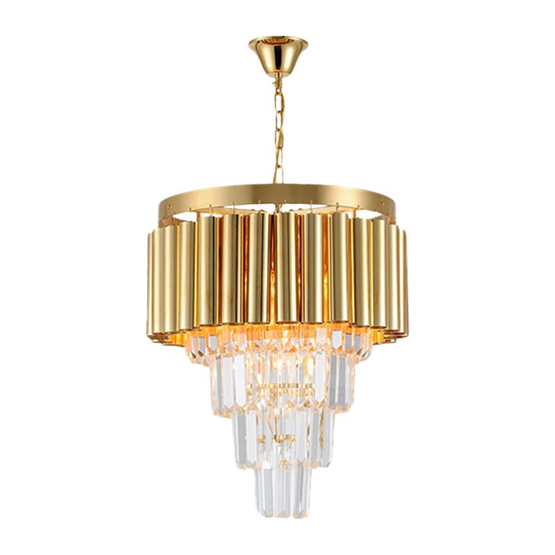 Kristal fluit taps toelopend plafond kroonluchter traditionele 5 bollen eetkamer ophanging licht in goud