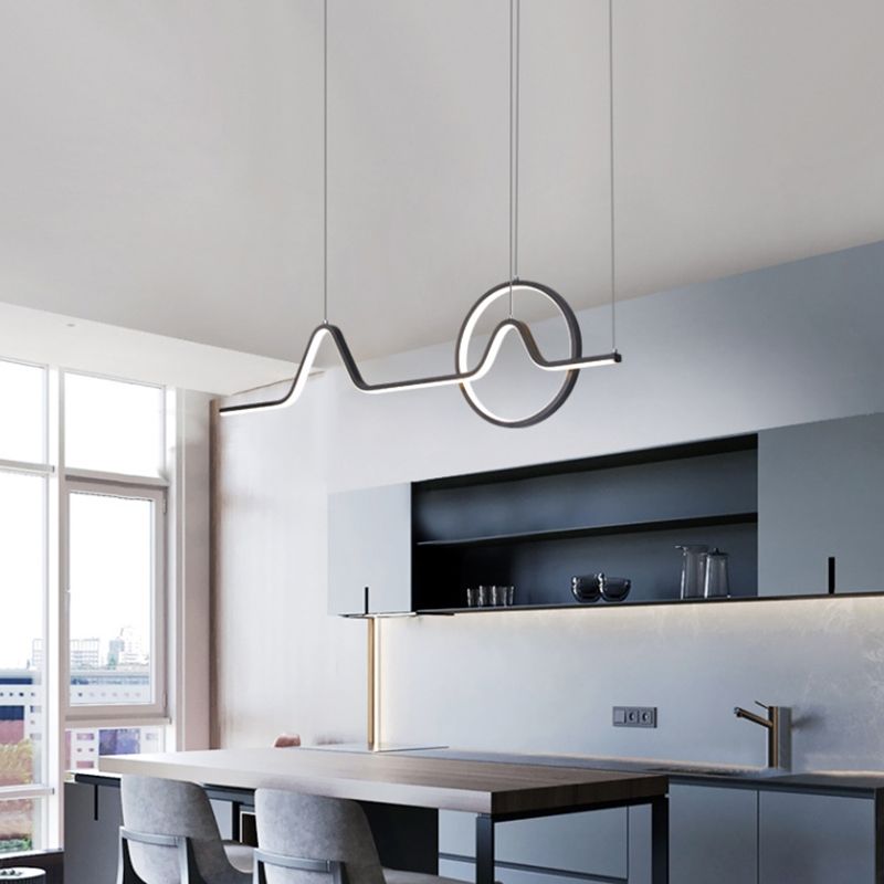 Estilo moderno lineal isla colgante de metal simple luz de metal para restaurante