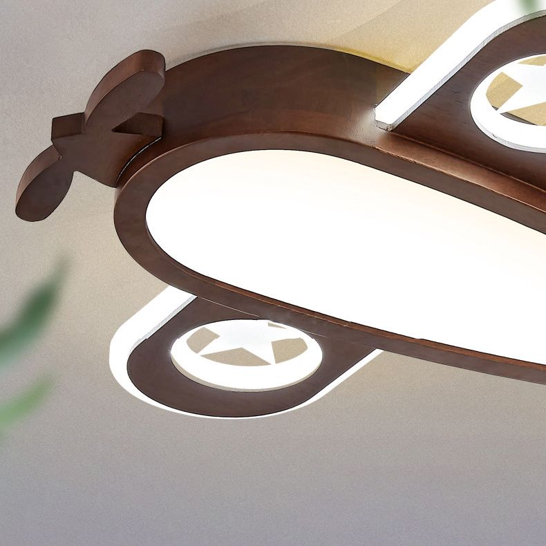 Plafonnier LED Cartoon en bois encastré plat pour chambre d'enfants