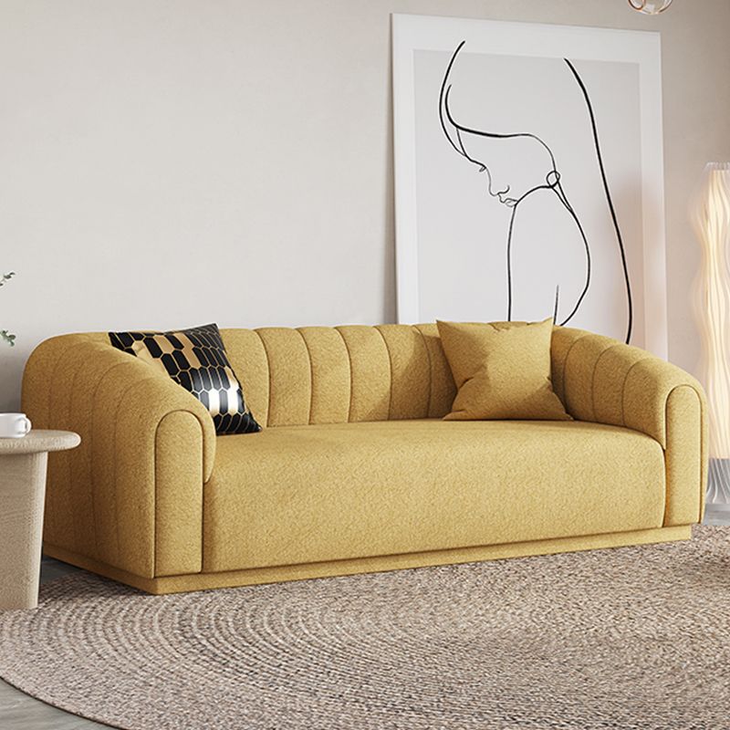 Contemporary Sewn Pillow Back Sofa Tuxedo Arm Wool Sofa - 2/3-Seater