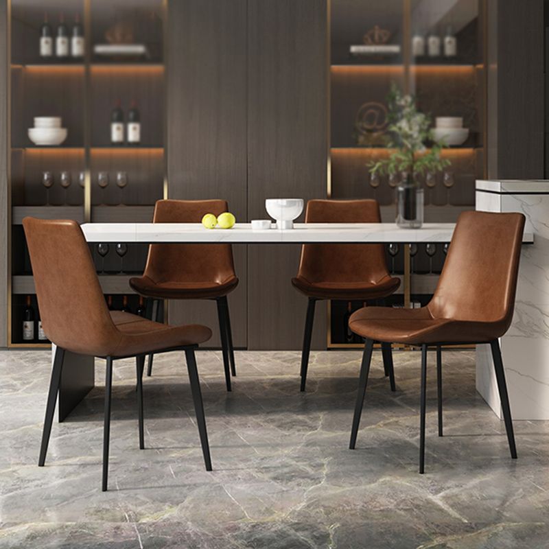 Sillas de comedor de cuero con respaldo sólido de estilo industrial para uso doméstico (juego de 2)