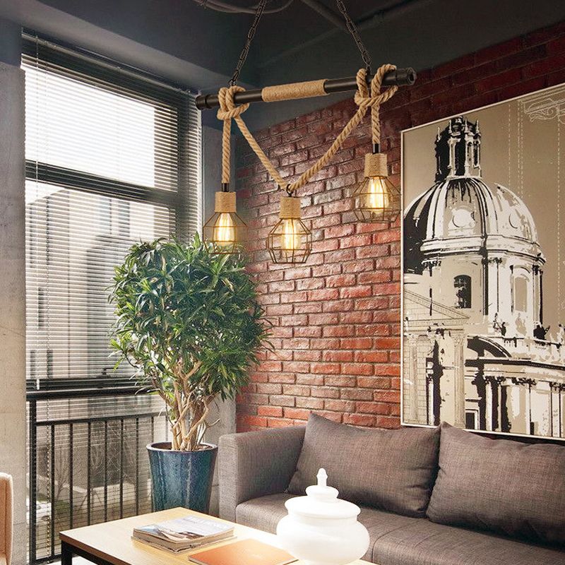 Industrial Geometric Island Lighting Rope Multiple-Light Island Light Fixtures