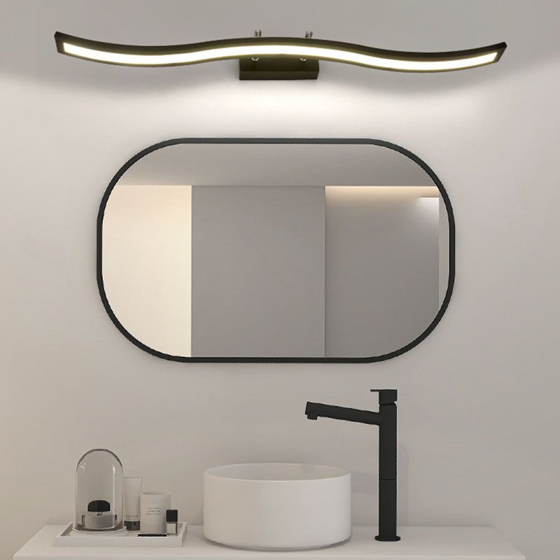 Metal Linear Shape Wall Light Modern 1-Light Mirror Wall Mount Light Fixture