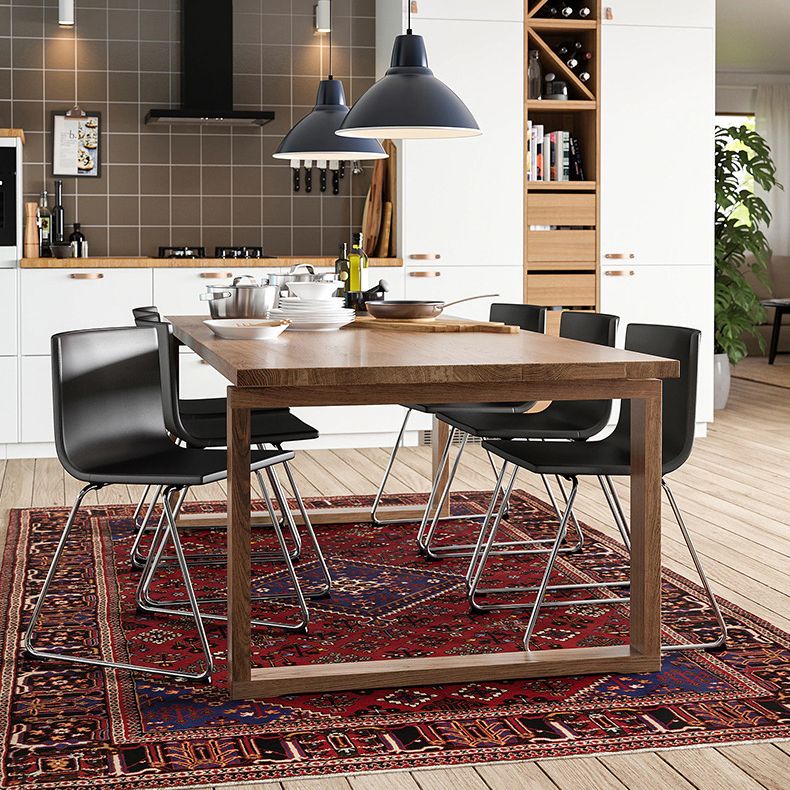 Dennen vaste houten rechthoektafel moderne eettafel met dubbel voetstuk voor restaurant