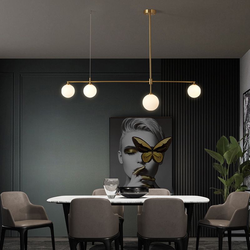 Copper Modern Island Lighting Glass Chandelier Light Fixture for Dining Room