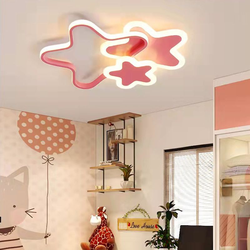 Modern Star Shape Ceiling Mount Light Fixture 3 Lights Ceiling Mounted Light