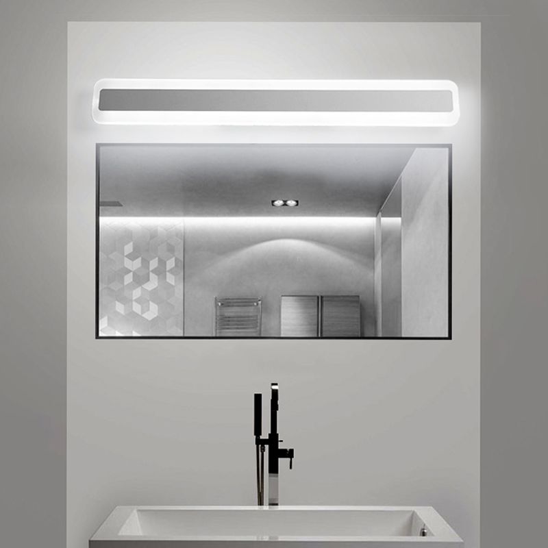 Metal Linear Shade Wall Sconce Modern Style 1-Light Mirror Wall Lighting Fixture in White