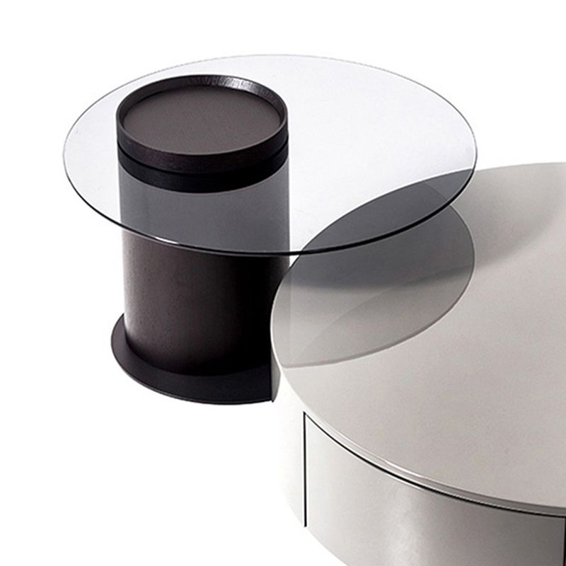 Modern Coffee Table Round Nesting Coffee Table with Storage Drawers